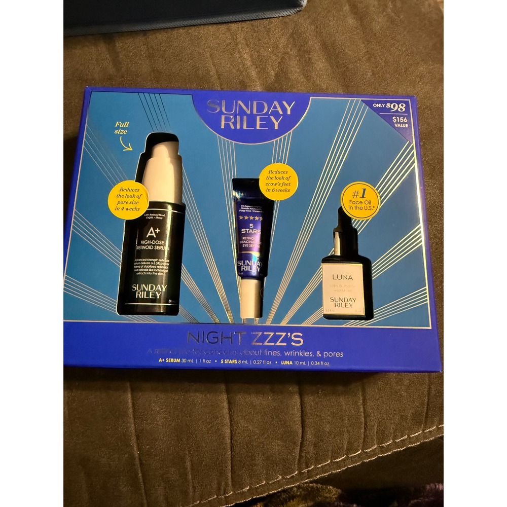 Sunday Riley Night ZZZ's Retinol Trio Set A+ Serum Luna Oil 5 Stars Eye Serum